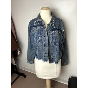 Thrill Blue Denim Jacket with Shiny Studs. Size XL  NEW
